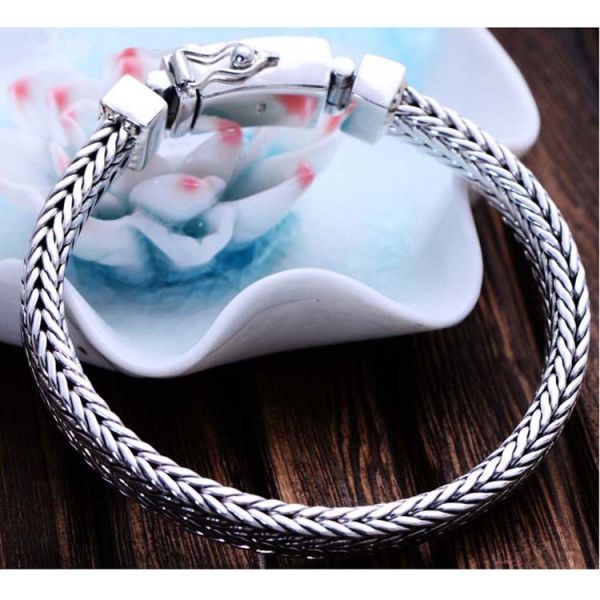 Vintage 925 Sterling Silver Wheat Chain Link Bracelet for Men(B17060201)