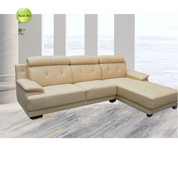 Cozy Beige L - Shaped Sofa: Redde Boo Premium Leather – A Must - Have for Cozy Interiors
