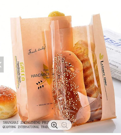 Packaging Bread Paper  Plastic Bread  Bags Custom Storage Kraft Bakery Bags Iso