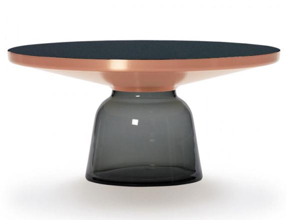 Tempered Glass Bell Side Living Room Table Sets Round Gold For Coffee Room