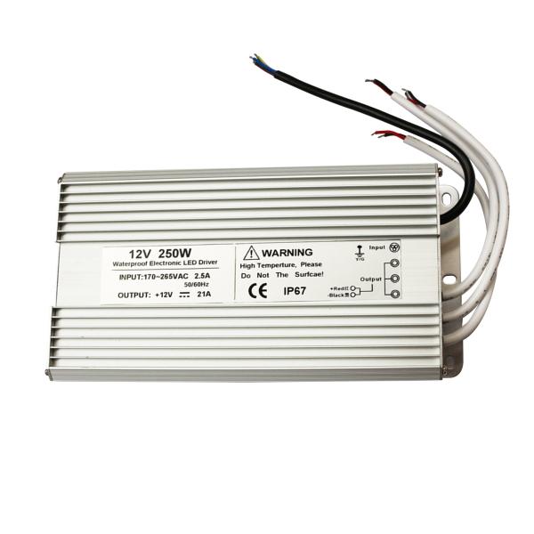 Durable 120V 220V Waterproof LED Power Supply IP67 Aluminum Plastic Material