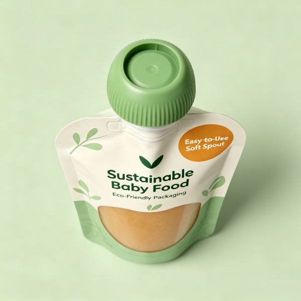 Eco-Friendly Baby Food Pouch with Clear Window - 100% Compostable Sustainable Spout Packaging for Organic Purees