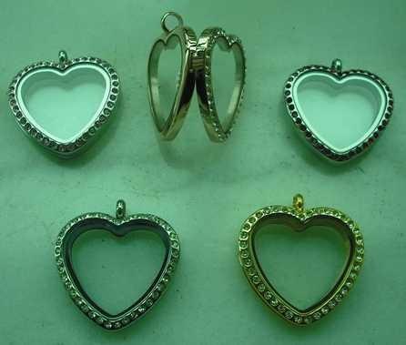 Brand OEM Top Quality Glass Heart Shape Floating Charm Glass Living Memory Lockets TGLP002