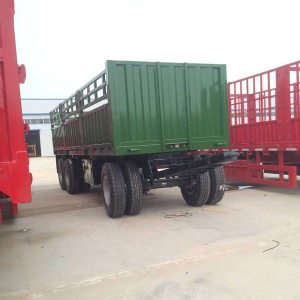 20ft Size Flat Bed Semi Trailer 12 Wheels 3 Axle Cargo Truck Trailer