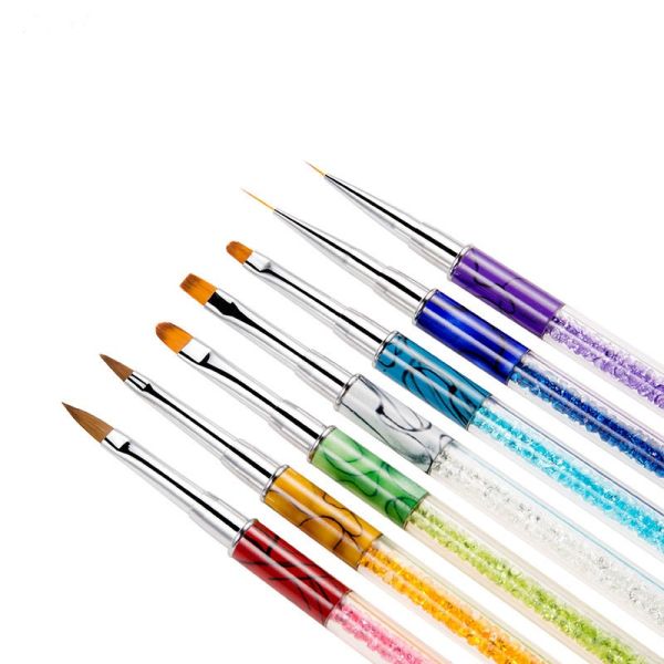 Macaron Nylon Nail Painting Brush Crystal Uv Gel Rhinestones Nail Drill Pen