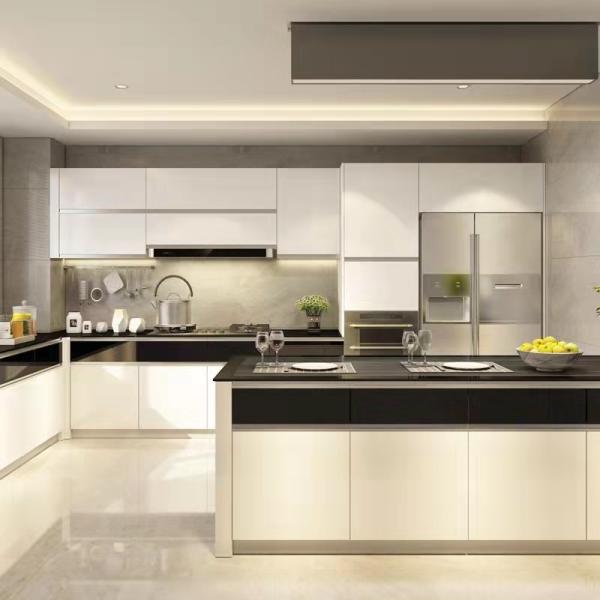 HPDL Kitchen Cupboard Aluminium Fabrication Kitchen Cabinets Contemporary Walnut Wood