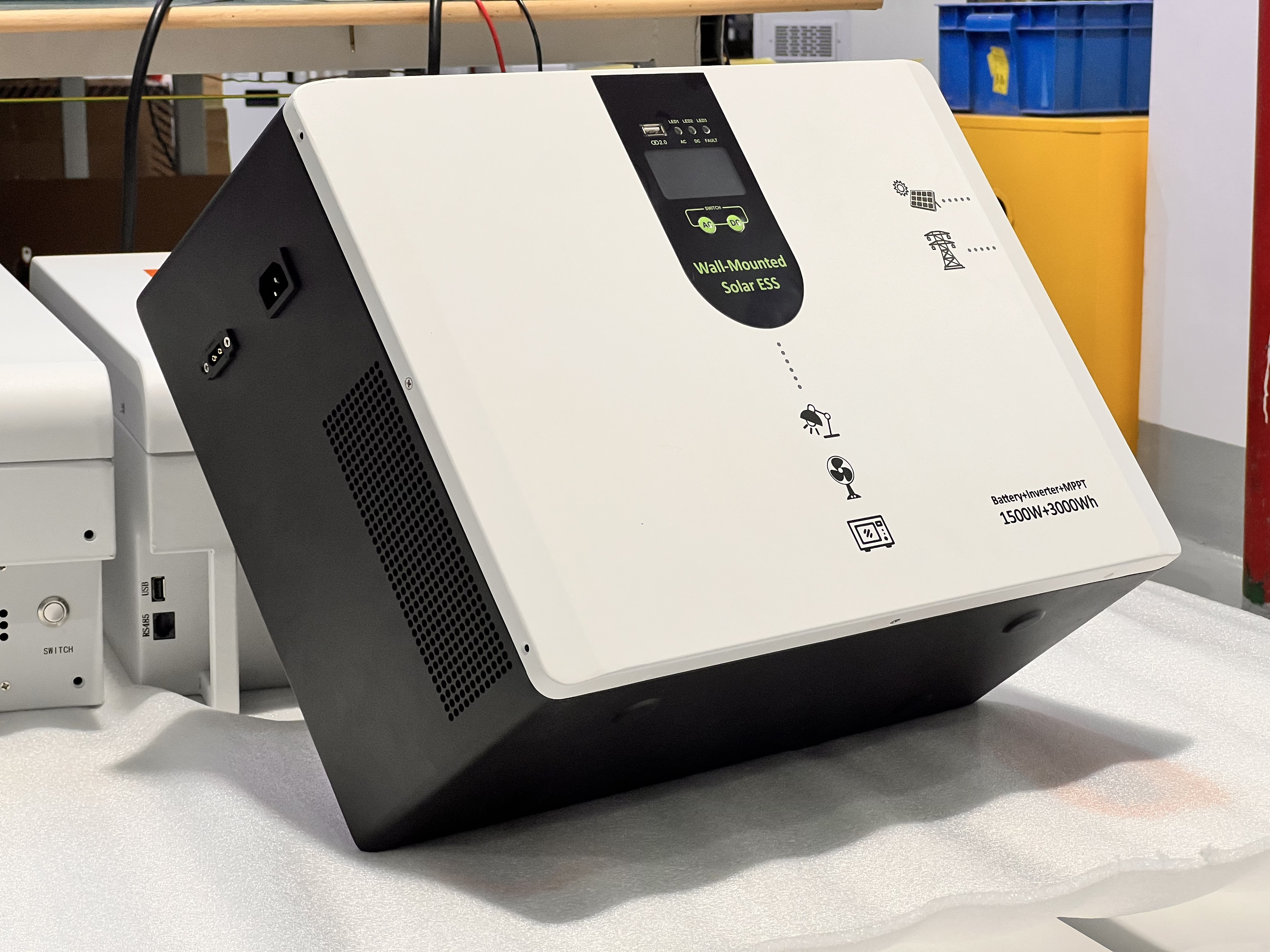 OEM Wall-Mounted Solar LiFePO4 Battery Storage System 1000W 2000Wh Hybrid Inverter Pure Sine Wave MPPT Charger