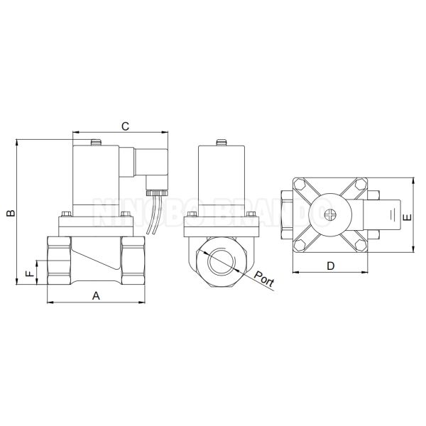 1' DN25 válvula de solenoide anticorrosiva con cuerpo de CPVC 24V 110V 220V
