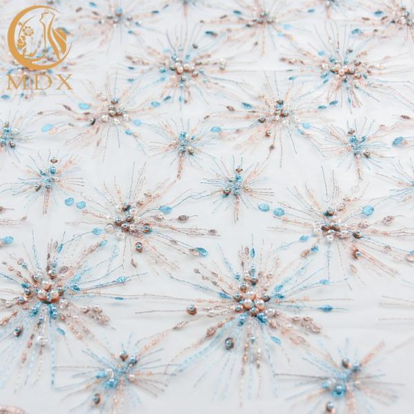 Poliéster Sparkly da tela 20% do laço da lantejoula do bordado do tule para vestidos das mulheres