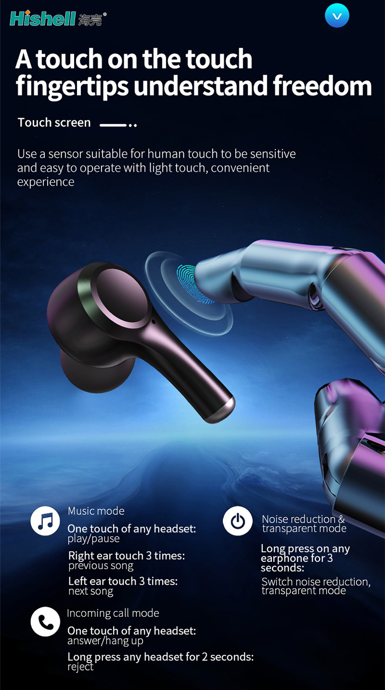 Шум IPX5 TWS мини беспроводной отменяя Earbuds с дисплеем СИД