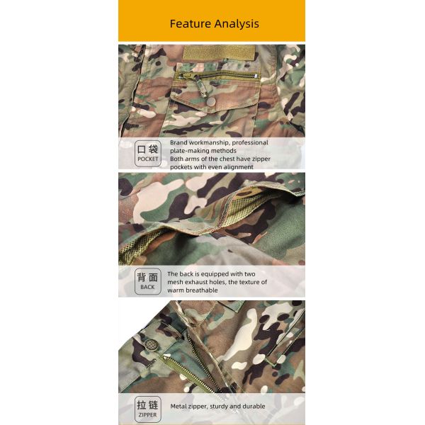 Multi-Pocket Tactical Camouflage Clothing Fine Twill Fabric Cotton blend