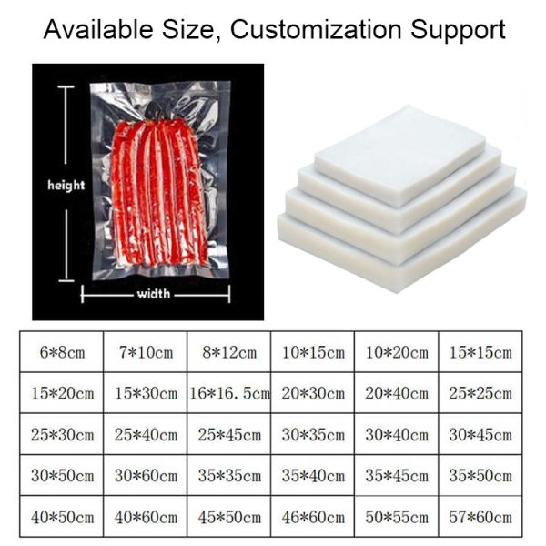 Customize Plastic Packaging Food Bag Transparent Clear Vacuum Sealer Bag Recyclable Plastic Transparent Vacuum Bag