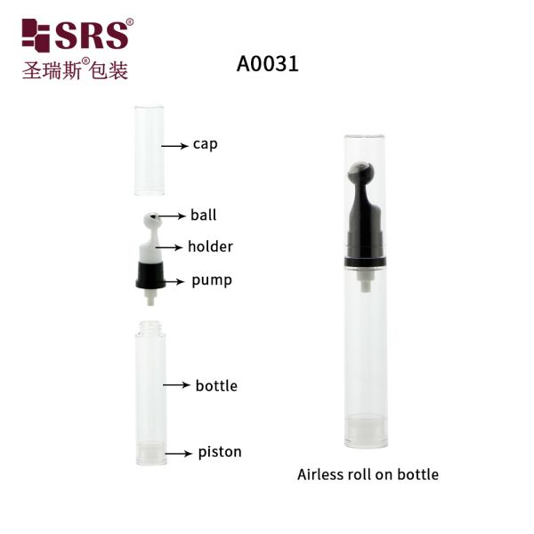 A0031-10ML Empty Plastic Roll On Bottle Airless Clay Brown Coating With Clear Cap