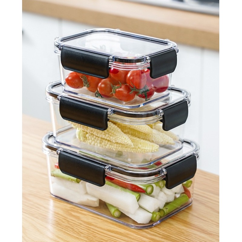 Custom Modern Design Fresh-Keeping Plastic Bento Box Set Freezer-Sealed PP Kitchen Camping Food Storage Container