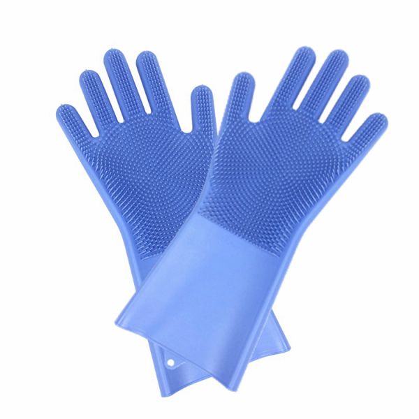 Food Grade Heat Resistant Soft Silicone Dish washing Gloves Silicone Gloves with Cleaning Brush