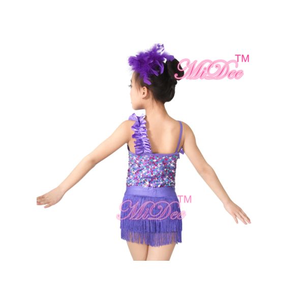 Two Pieces One Shoulder Latin Dance Costumes Holograms Sequins Competition Performance Outfits