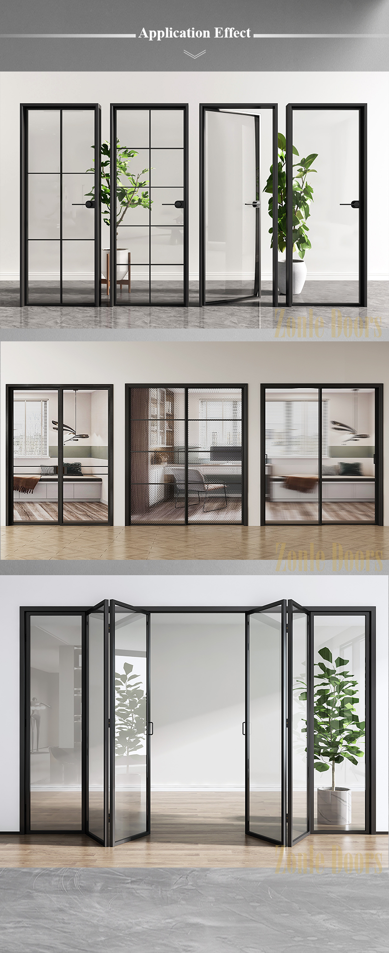 Modern Aluminum Frame Interior Swing Tempered Glass Bathroom Shower Door