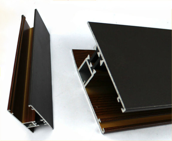 Square / Round Wood Finish Aluminium Profiles Black Color For Building Material