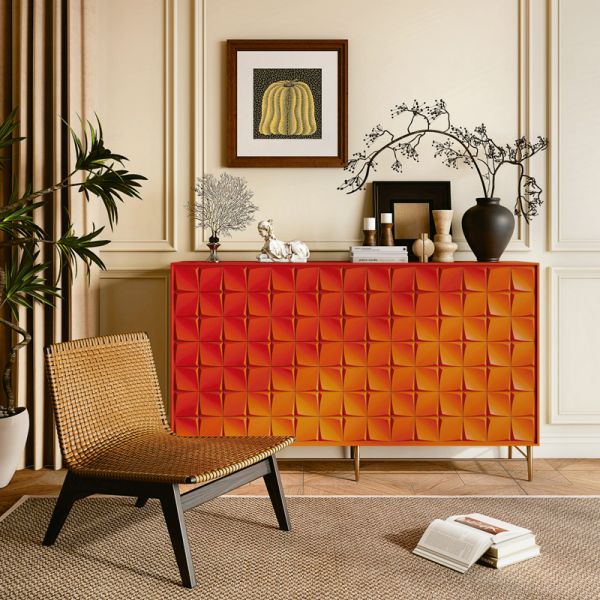 Tactile 3D Geometric PVC Membrane Film Kitchen Cabinet PVC Wrap Custom Color