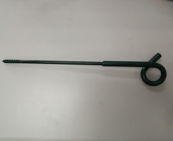 PST056G 42cm Galvanized Steel Wood Post Insulator Electric Fence Offset Pigtail Powder-Coated Green