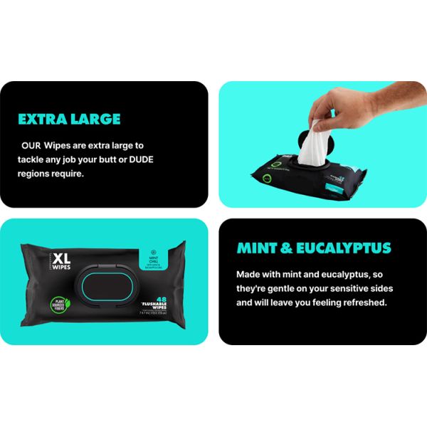 Extra Large Adult Toilet Wet Wipes With Vitamin E  Aloe Septic And Sewer Safe