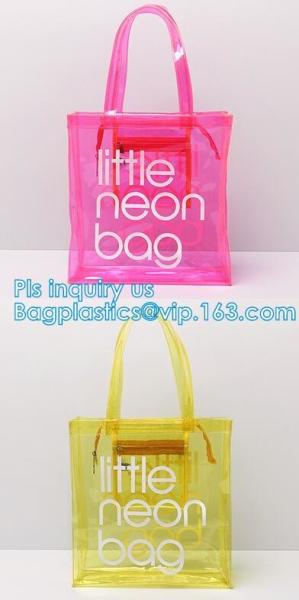 pvc gift bag / transparent shopping bag / wholesale china pvc handbags, PVC coated shopping bag, rope handle clear pvc b