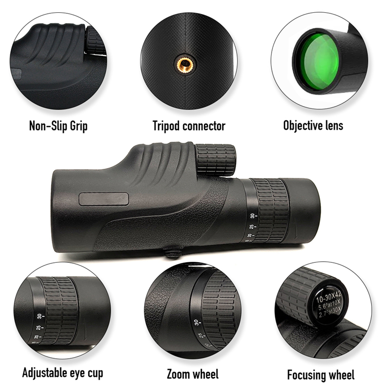 Monocular сигнала оптически объектива 10-30X42 HD наивысшей мощности с переходником смартфона
