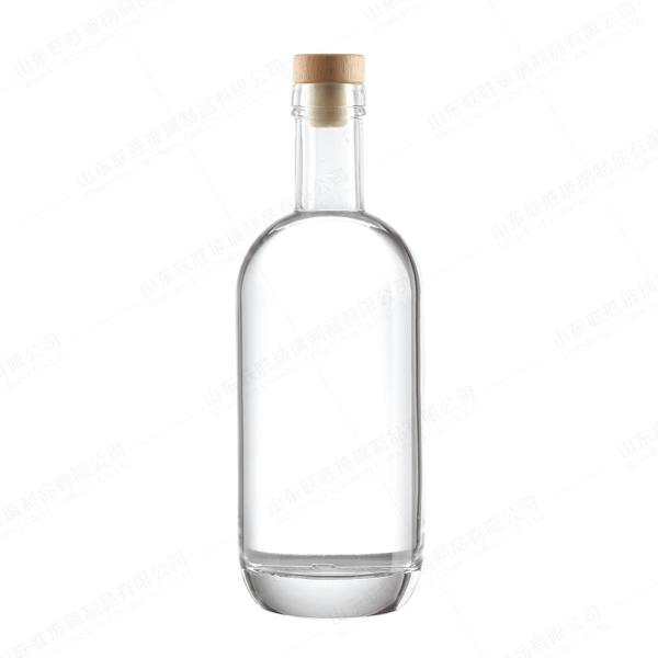 Customized 500ml 750mL 1000ml Transparent Thick Bottom Glass Wine Bottle with Cork