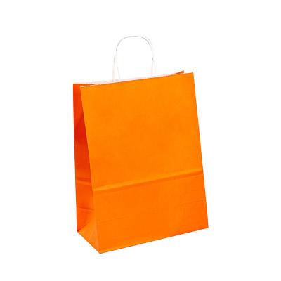 Sacos de papel alaranjados de Logo Printed Twisted Handle Kraft para a camisa do presente T