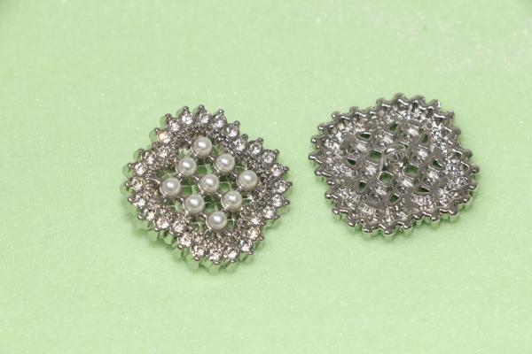 40L Fashion Buttons For Clothing , Watermill Pearl Vintage Rhinestone Buttons