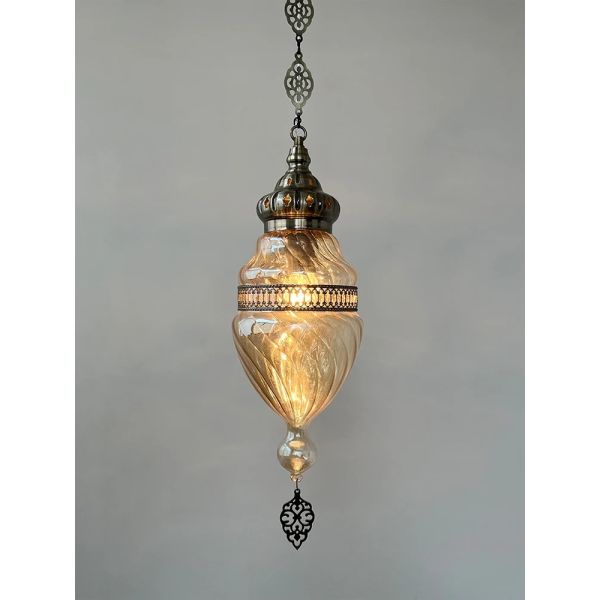 Light brown handmade glass Pendant lamp Moroccan bedroom bedside chandelier (WH-DC-76)