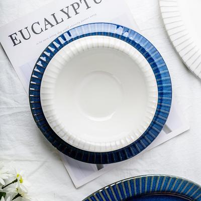 Vintage Design Forno Mudança Porcelana Set de Jantar Mesa Azul e Branco