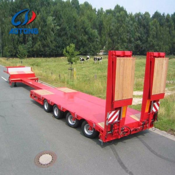 650-800 mm Alturas 3 Ejes 80T Carga delantera Cuello de ganso Remolque de cama baja desmontable para la carga