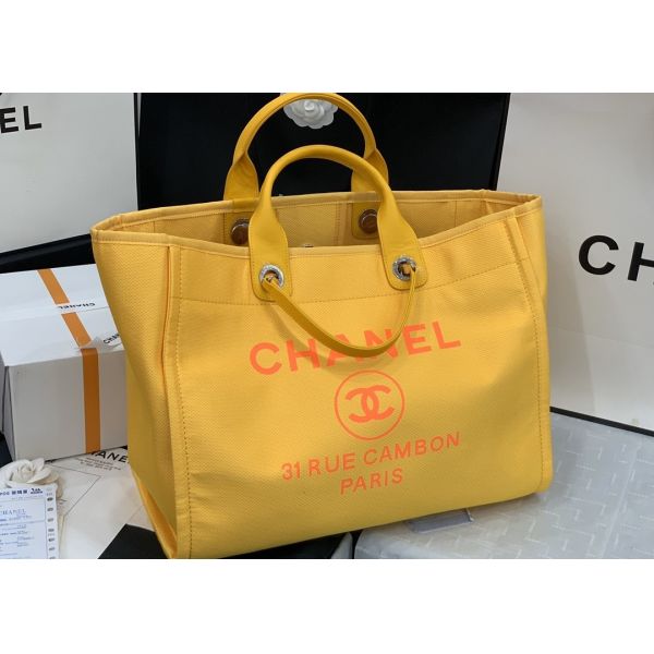 Yellow Beach Denim Luxury Canvas Bag For Travel Shopping