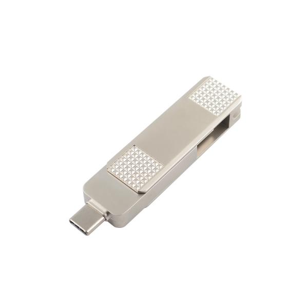 Silver Type C Metal USB Flash Drives Can 360 Degree Rotation With Password Protection