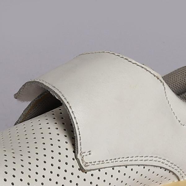 Oil Resistant Unisex Lace Up Low Cut Safety Shoes White Upper Color Leather Mesh PU Metal Eyelets