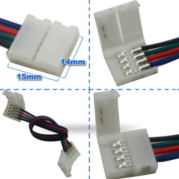 Led Strip Light Connectors 4 Pin 10mm Width  Led Accessory Solderless Extension Cable Wire
