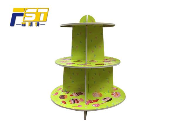 Custom Size Birthday Cardboard Cake Display , Cardboard Cup Cake Stands With 3 Shelves