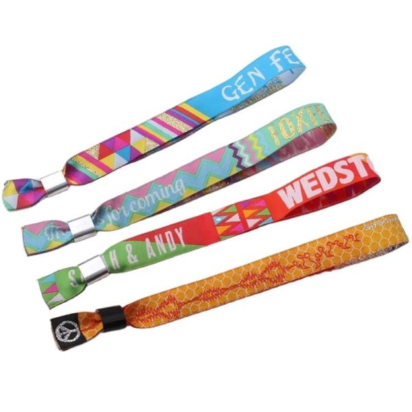 350*15mm Customized Logo Promotion Gifts Woven Polyester Bracelets for Event Festival