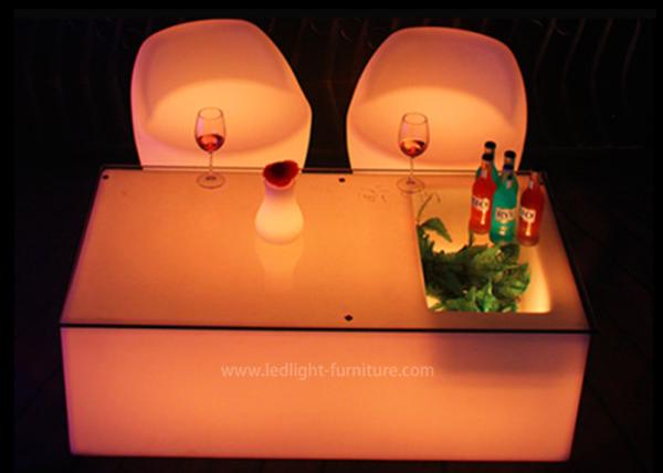 Mobile KTV Decoration LED Light Furniture Colors Changeable With Glass Top