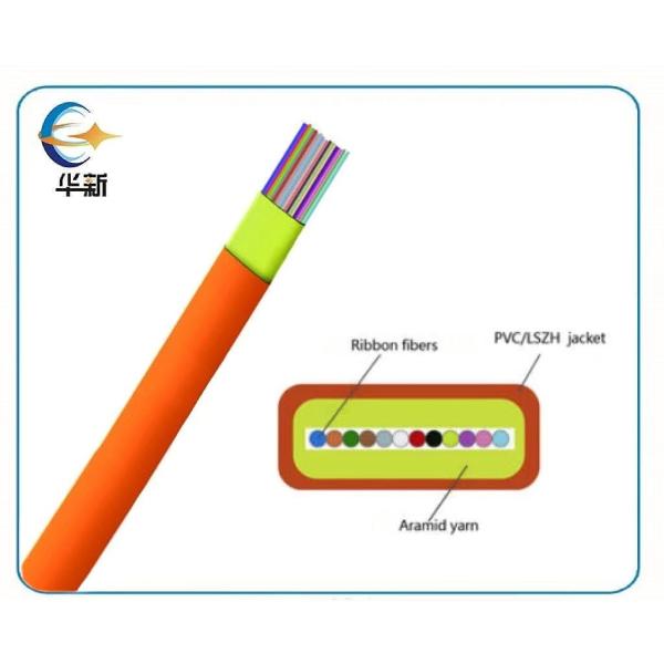 Multi Cores Mini Flat Indoor Fiber Optic Cable With Aramid Yarn GJFJV