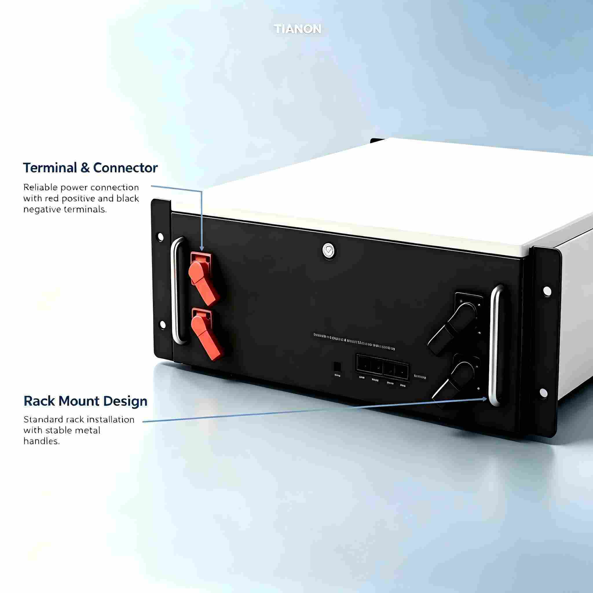 Tianon 51.2V 100Ah 5.12kWh Rack-Mounted LiFePO4 Battery Storage System for Home Solar Power