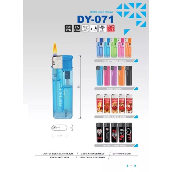 Promotional Price DY-071 Black Windcap Black Press Button Electric Gas Lighters with Lovely Labels