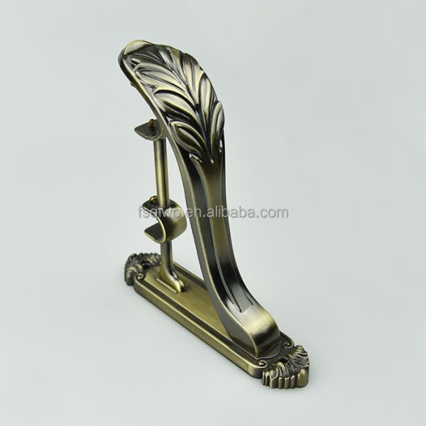 Wholesale luxury curtain rod accessories metal aluminum 28/19mm adjustable double curtain rod bracket