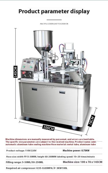 Automatic Ultrasonic Tube Sealer with 220V50Hz 0.75KW 20KHz High Speed Tube Filling and Sealing Machine for Cosmetic and Food