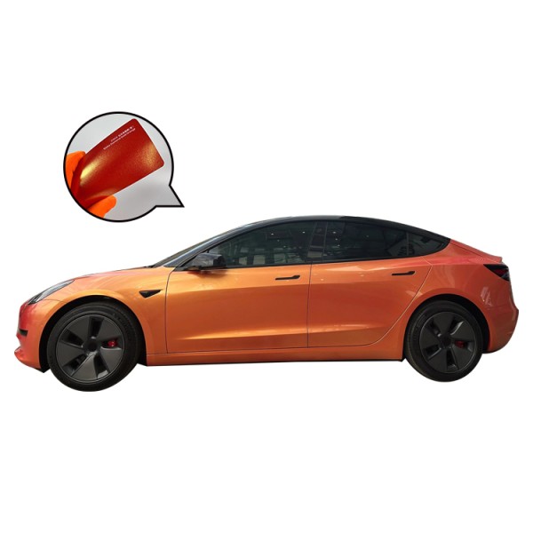 Matte Diamond Gold Orange Reflective Car Stickers Car Interior Vinyl Wrap Vehicle Wraps Vinyl Flim Roll Pvc Car Stickers