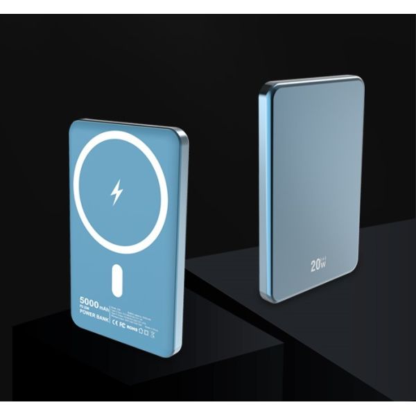 Type C Magnetic Wireless Charging Power Bank Aluminum Alloy Ultra Thin 5000mAh 20W