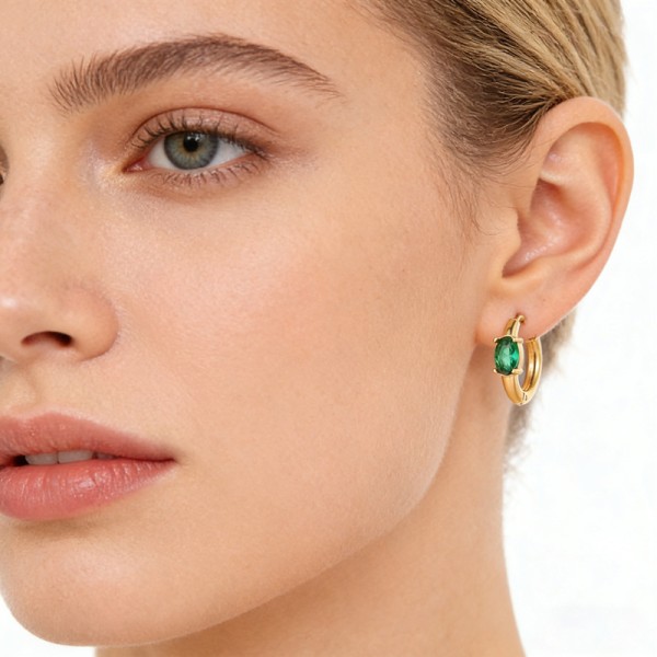 Wholesale Fashion Luxury and High End Stainless Steel PVD 18K Gold Zircon Huggie Earring and Women Jewelry Hoop Earrings