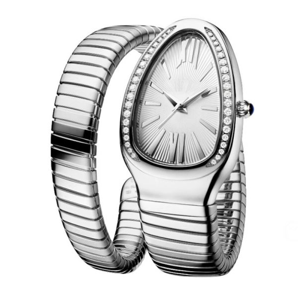 Serpentine Female Chain Wrist Watches , ODM Quartz Movt Genuine Diamond Watch