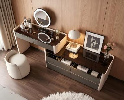 Modern Extendable Vanity Desk With Dresser Combo Apartment Furniture